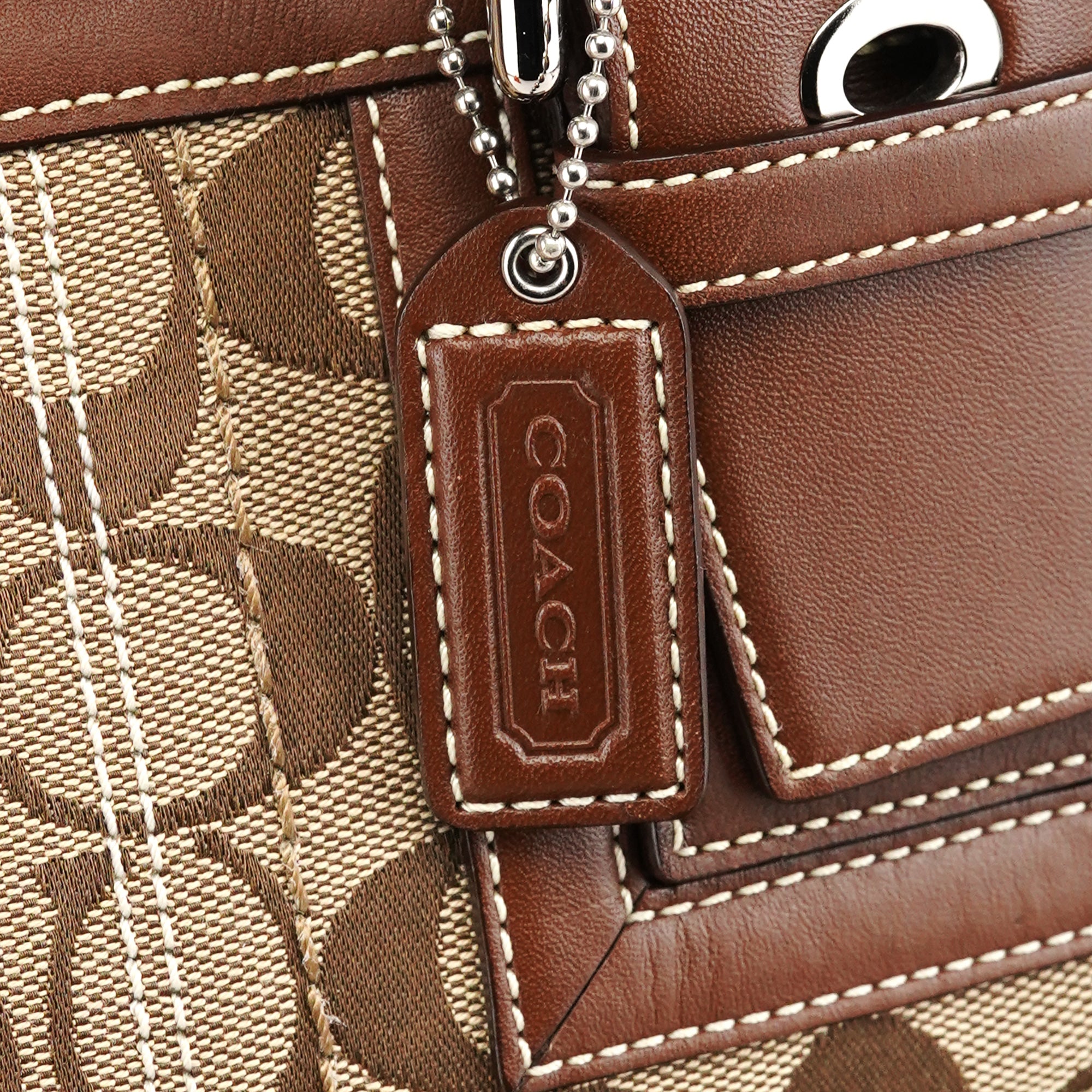 10080 Beige Brown Signature Soho Tote Bag