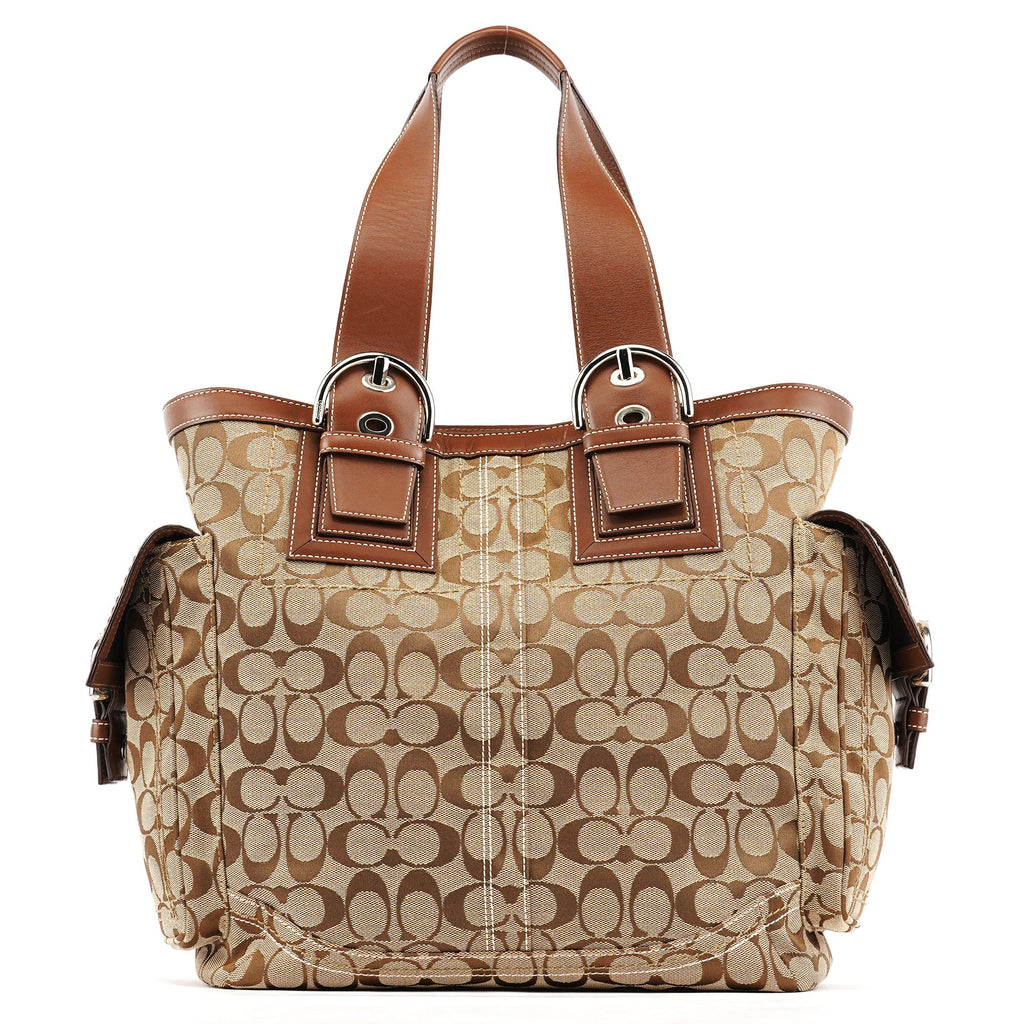 10080 Beige Brown Signature Soho Tote Bag