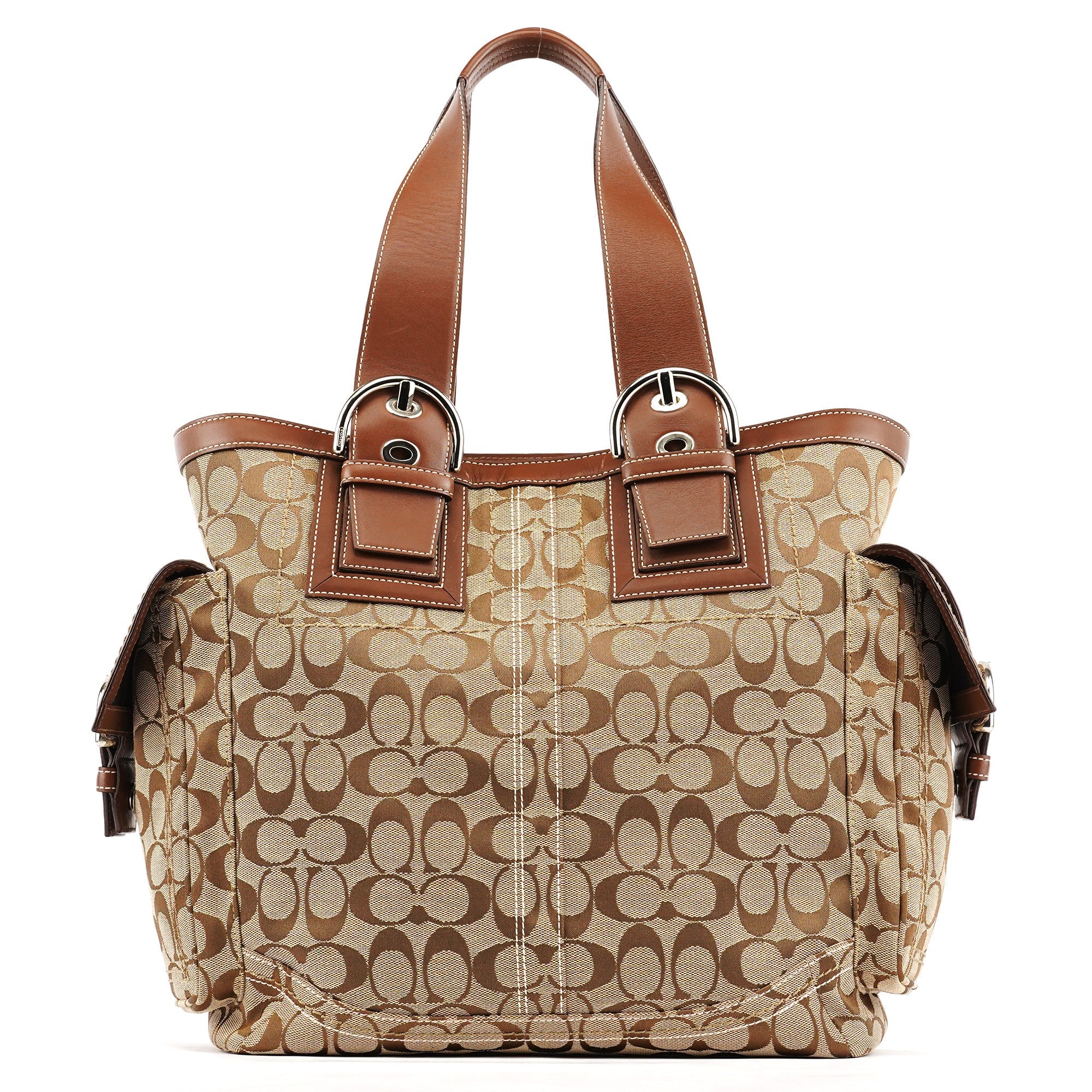 10080 Beige Brown Signature Soho Tote Bag