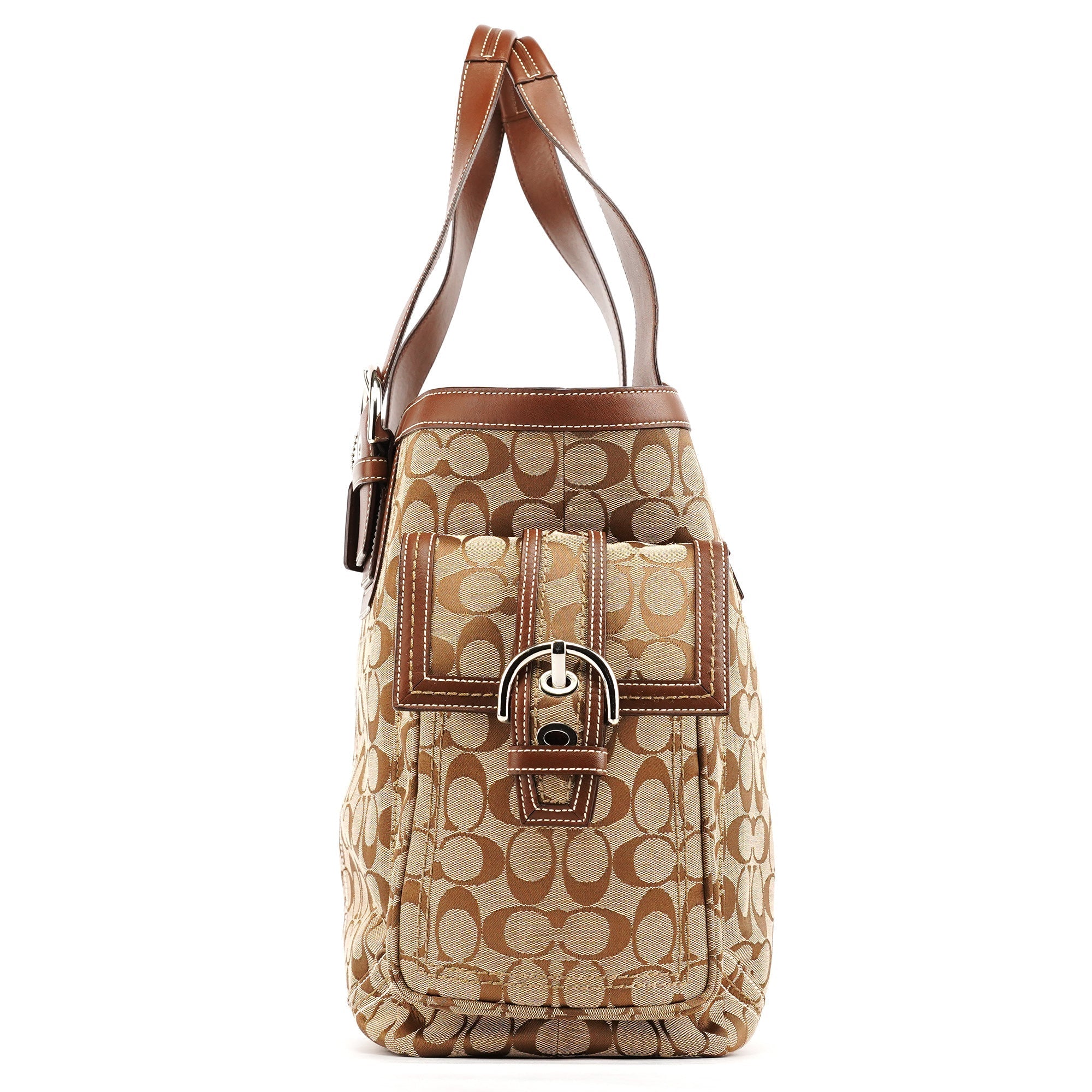 10080 Beige Brown Signature Soho Tote Bag