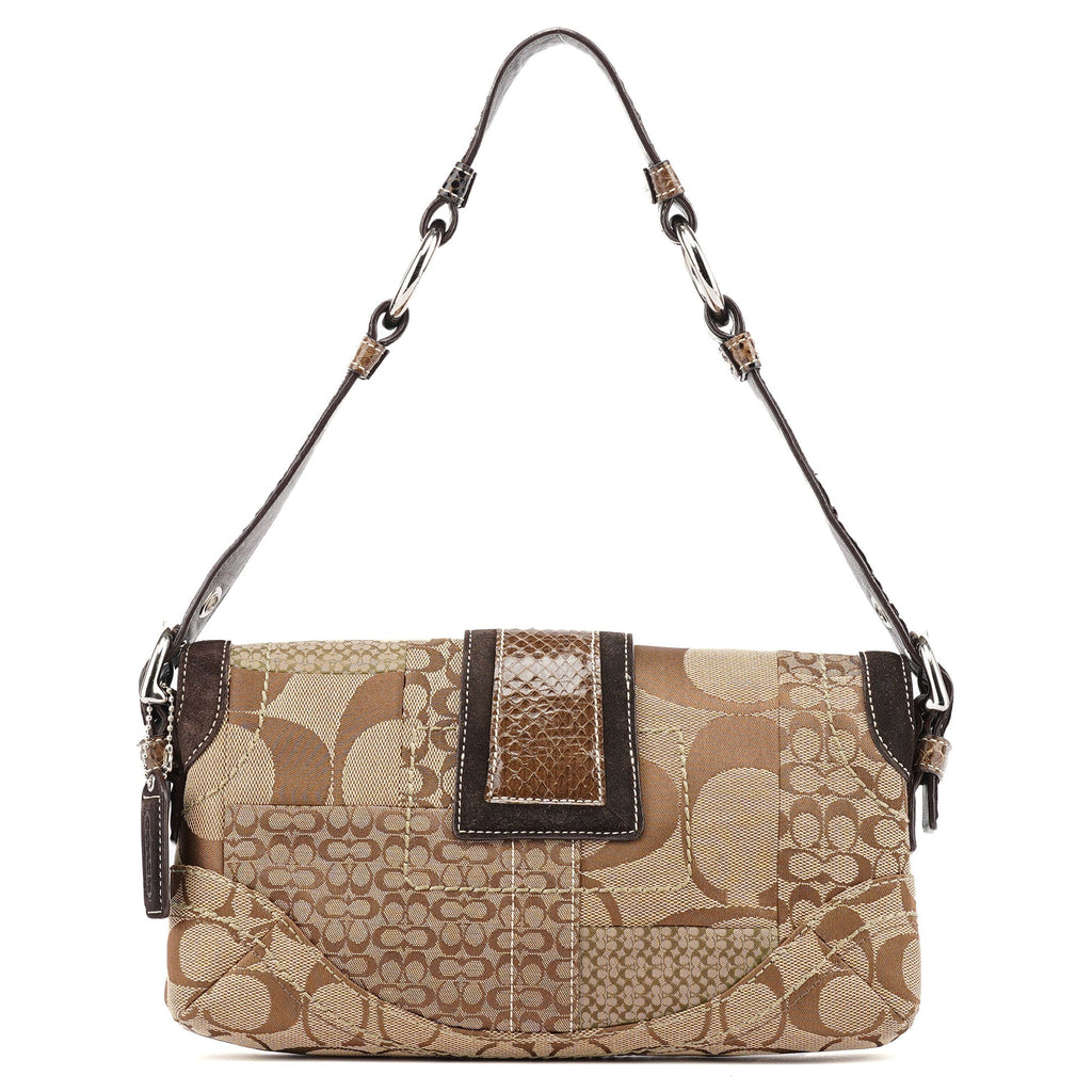 10087 Beige Brown Snakeskin Soho Shoulder Bag