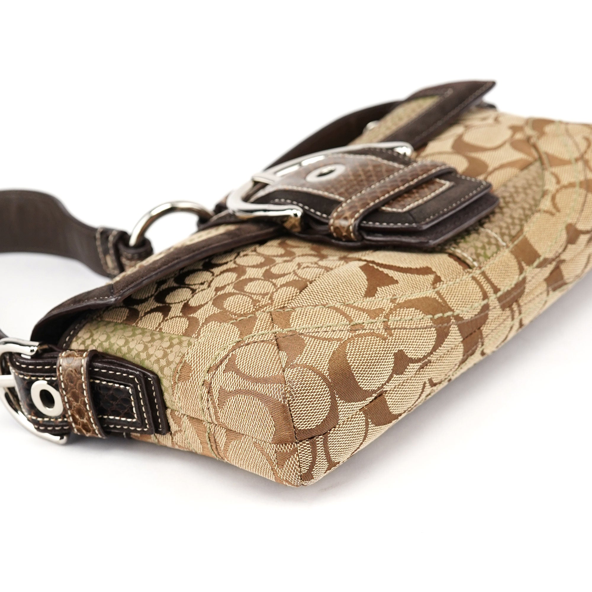10087 Beige Brown Snakeskin Soho Shoulder Bag