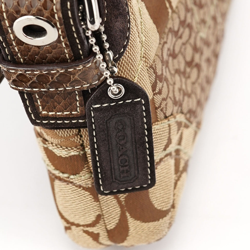 10087 Beige Brown Snakeskin Soho Shoulder Bag