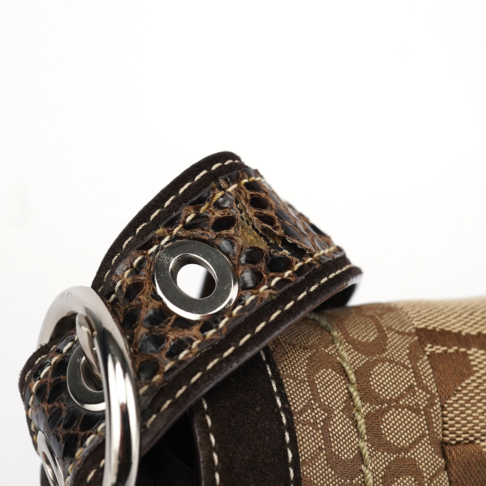 10087 Beige Brown Snakeskin Soho Shoulder Bag