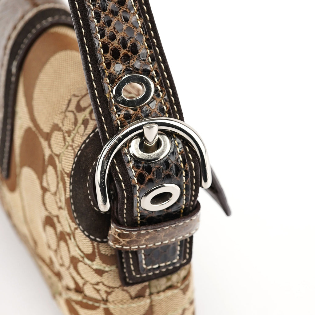 10087 Beige Brown Snakeskin Soho Shoulder Bag