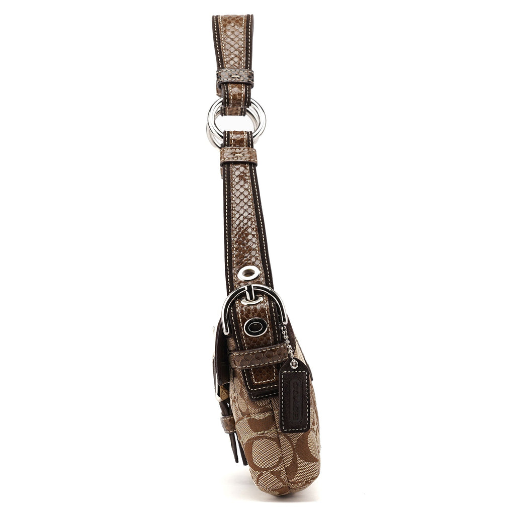 10087 Beige Brown Snakeskin Soho Shoulder Bag