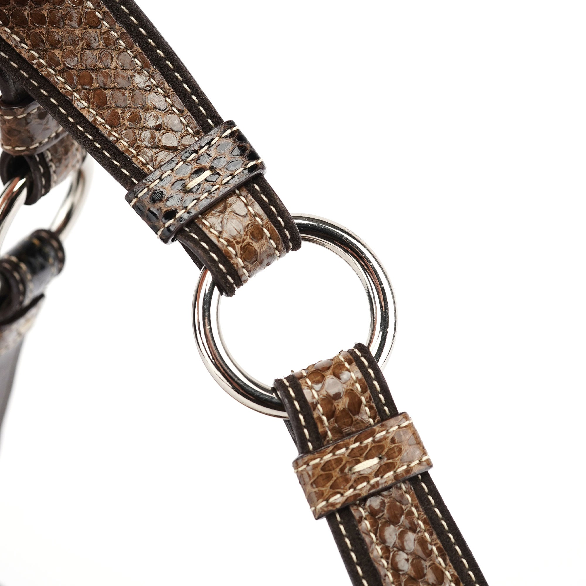 10087 Beige Brown Snakeskin Soho Shoulder Bag