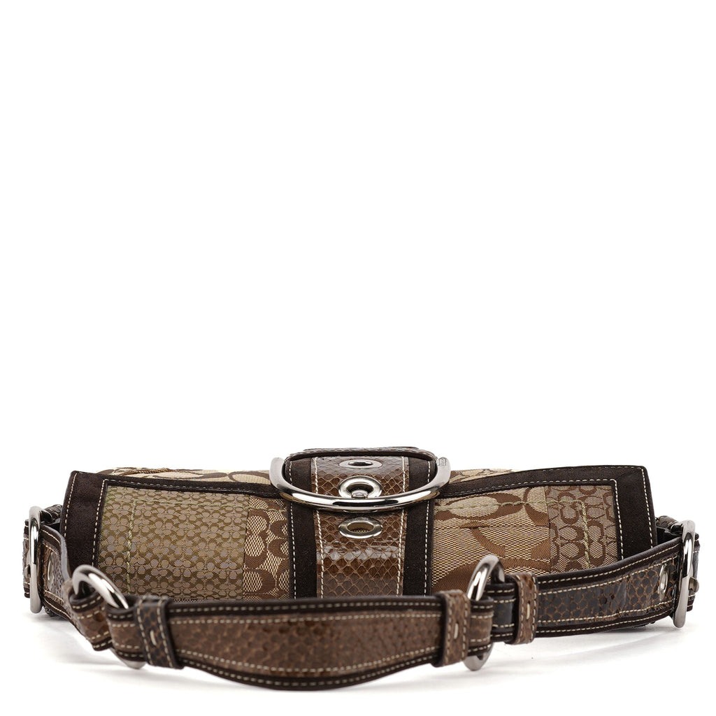 10087 Beige Brown Snakeskin Soho Shoulder Bag