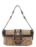 10087 Beige Brown Snakeskin Soho Shoulder Bag
