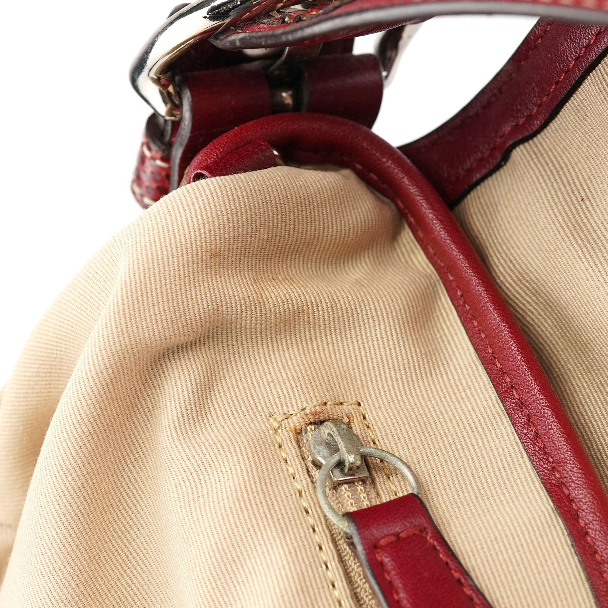 10087 Beige Burgundy Snakeskin Soho Shoulder Bag
