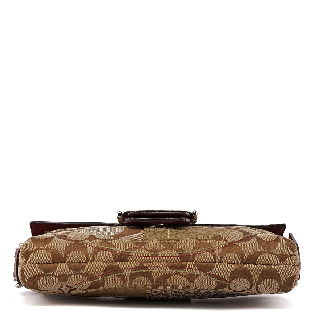 10087 Beige Burgundy Snakeskin Soho Shoulder Bag