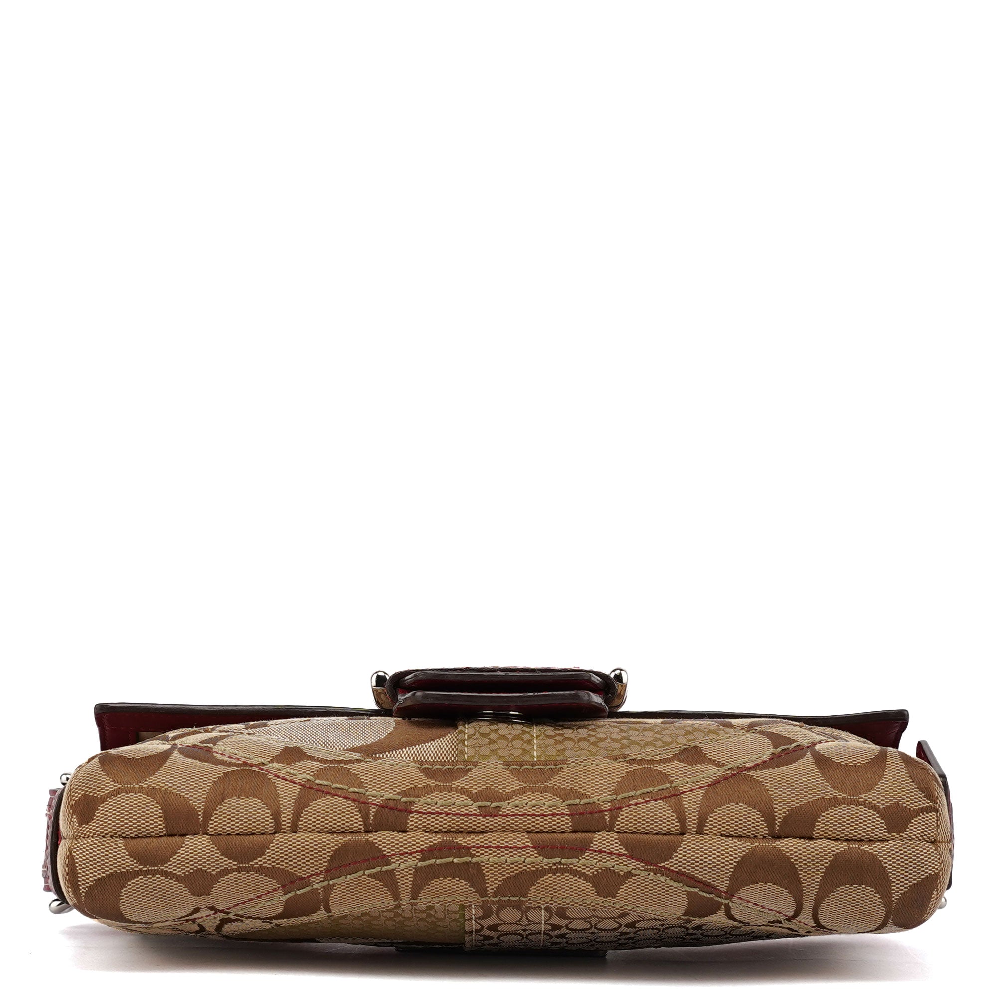 10087 Beige Burgundy Snakeskin Soho Shoulder Bag