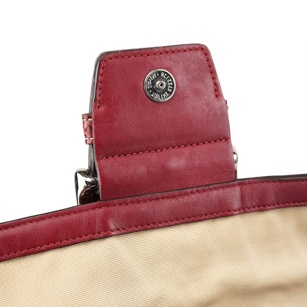 10087 Beige Burgundy Snakeskin Soho Shoulder Bag