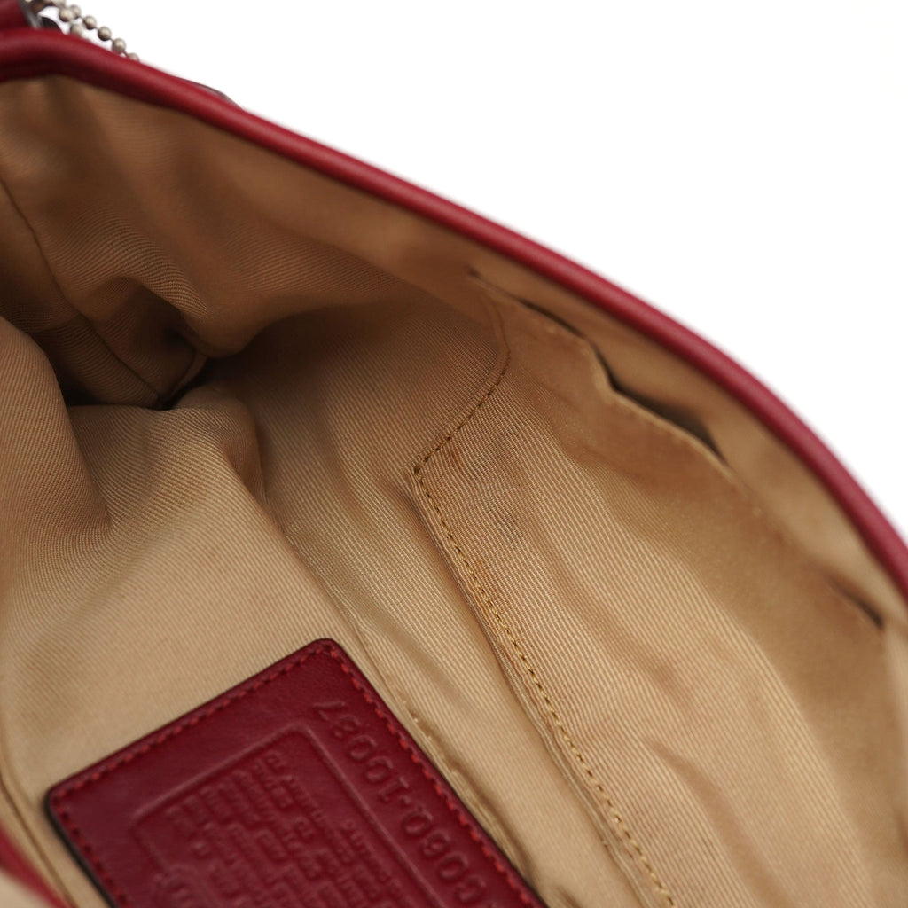 10087 Beige Burgundy Snakeskin Soho Shoulder Bag