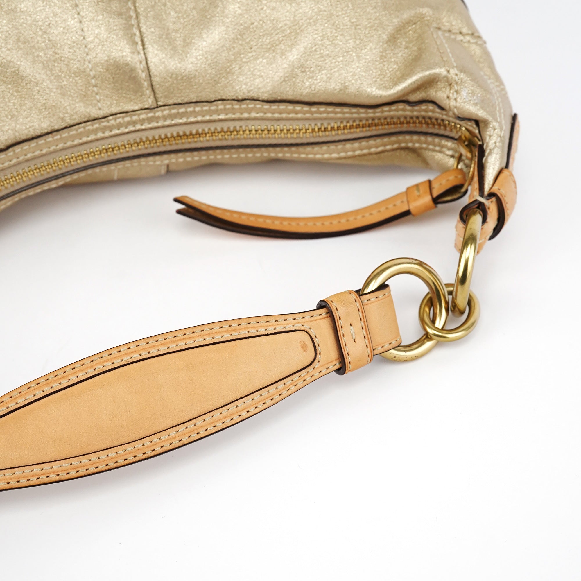 10179 Gold Leather Shoulder Bag