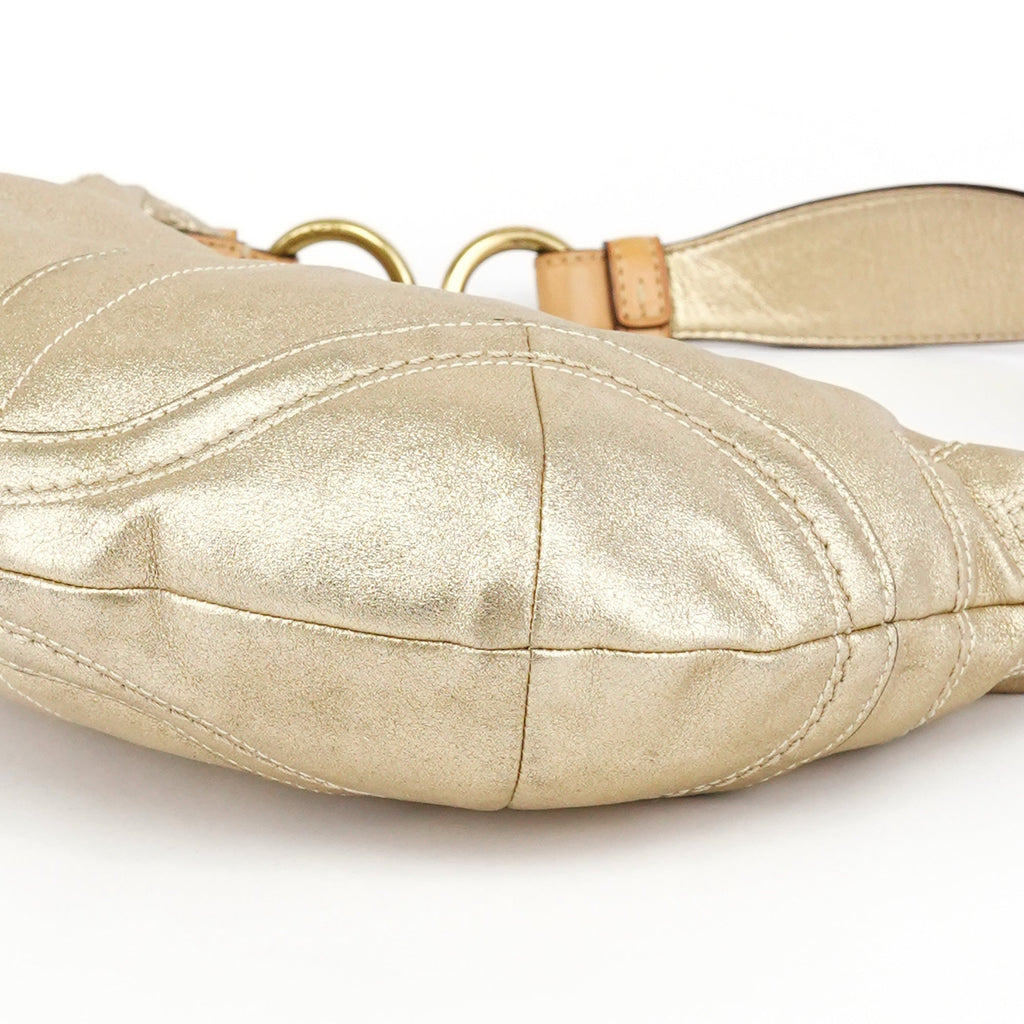 10179 Gold Leather Shoulder Bag