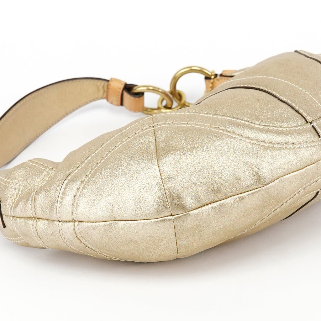 10179 Gold Leather Shoulder Bag