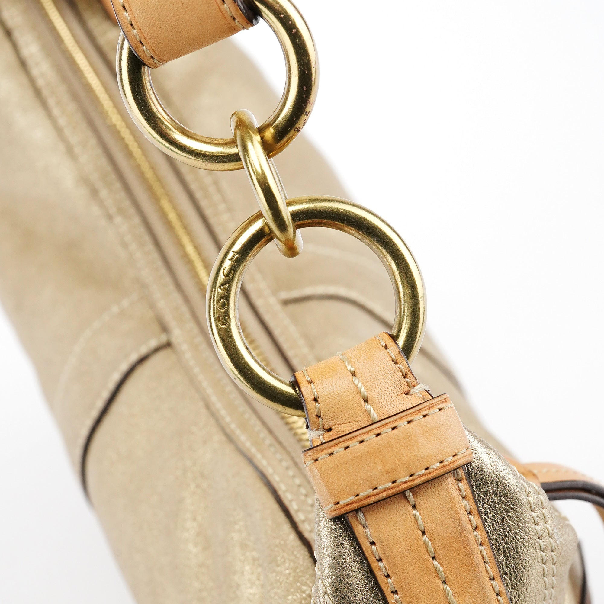 10179 Gold Leather Shoulder Bag