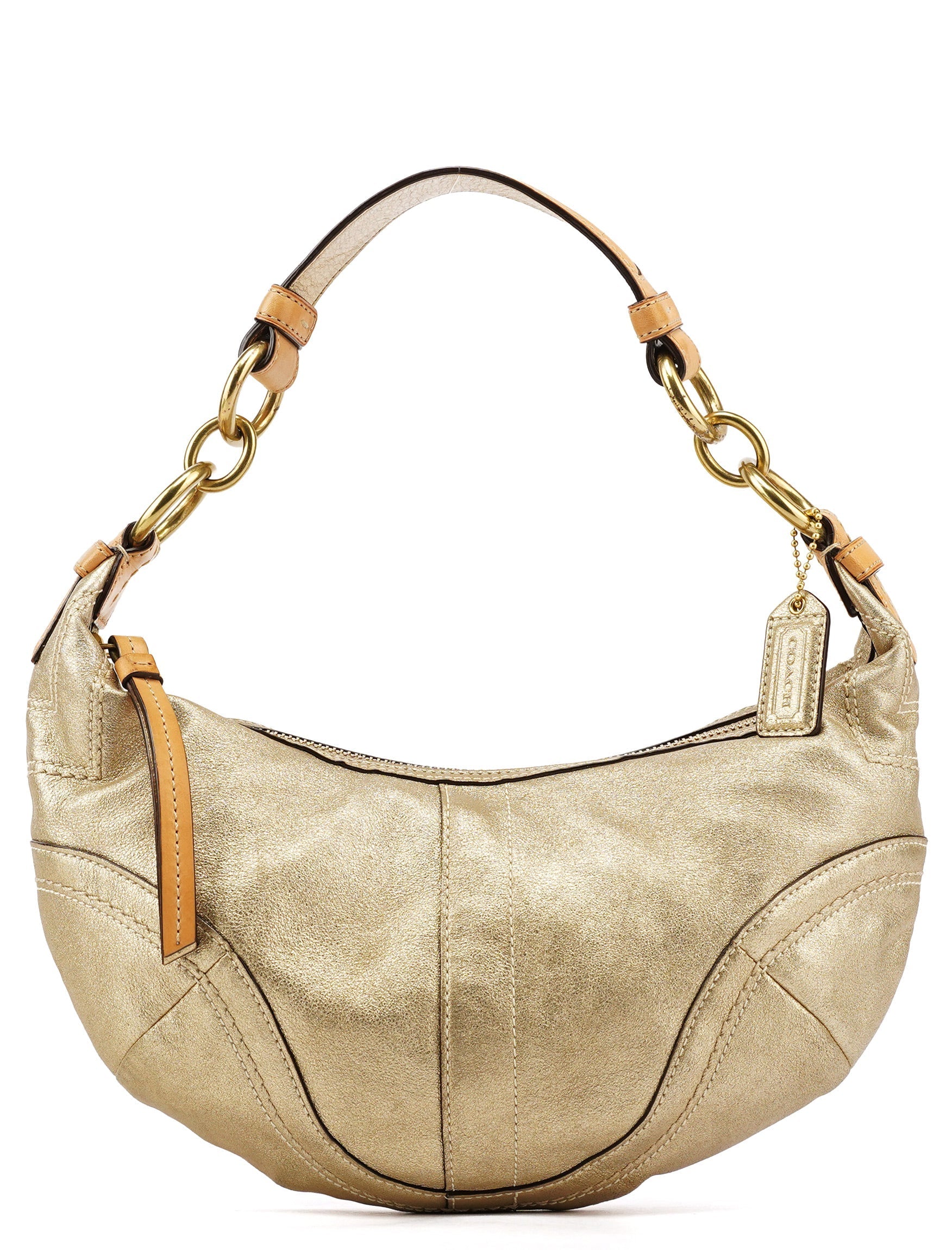 10179 Gold Leather Shoulder Bag