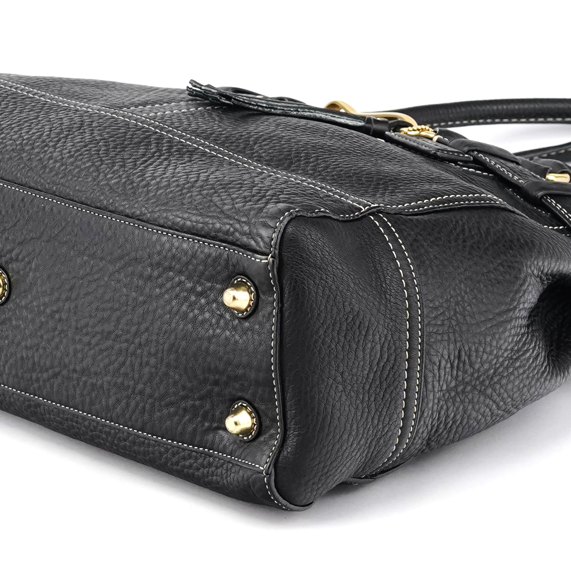 10213 Black Pebbled Leather Hampton Tote Bag