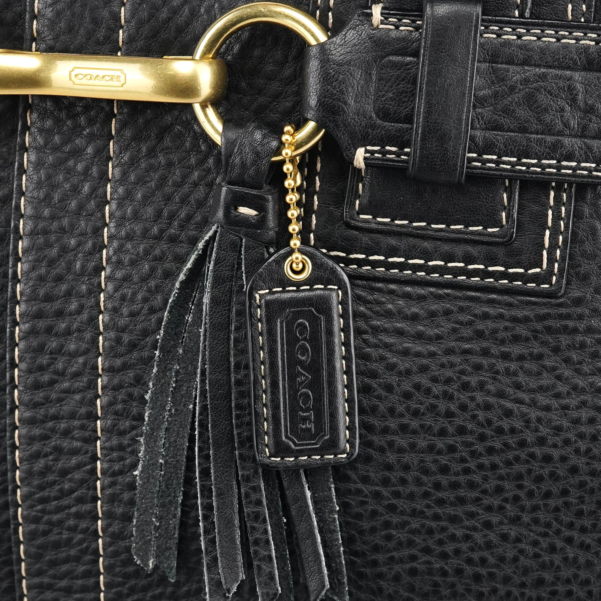 10213 Black Pebbled Leather Hampton Tote Bag