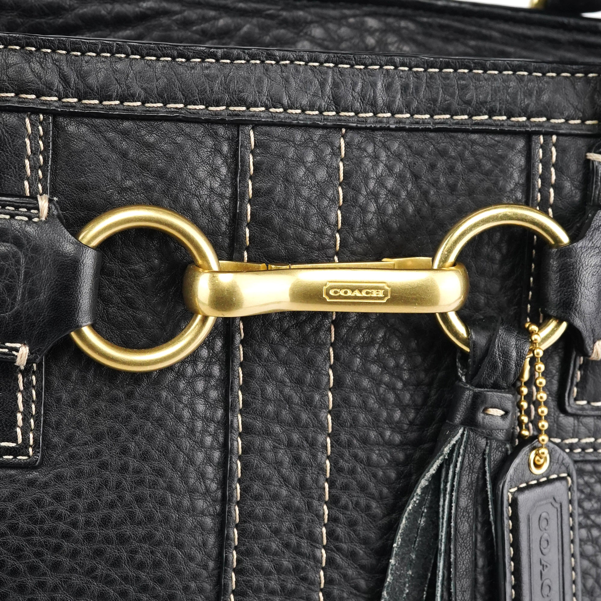 10213 Black Pebbled Leather Hampton Tote Bag