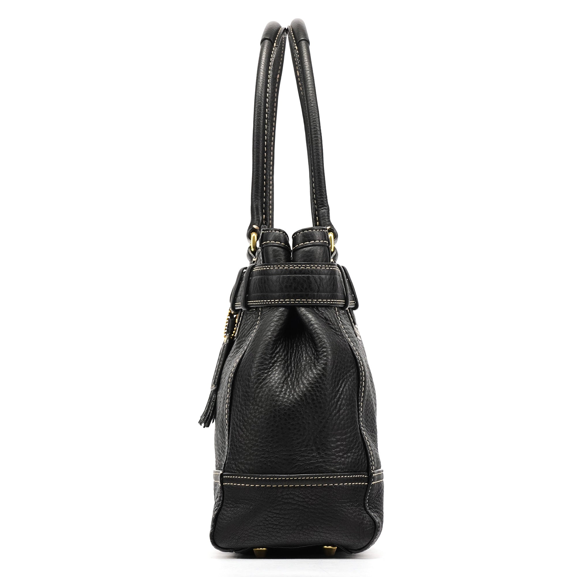 10213 Black Pebbled Leather Hampton Tote Bag