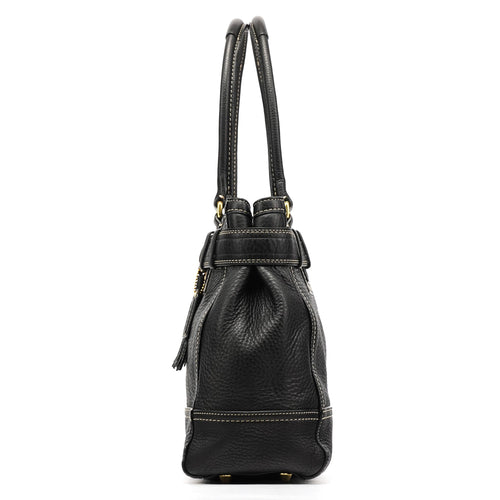10213 Black Pebbled Leather Hampton Tote Bag