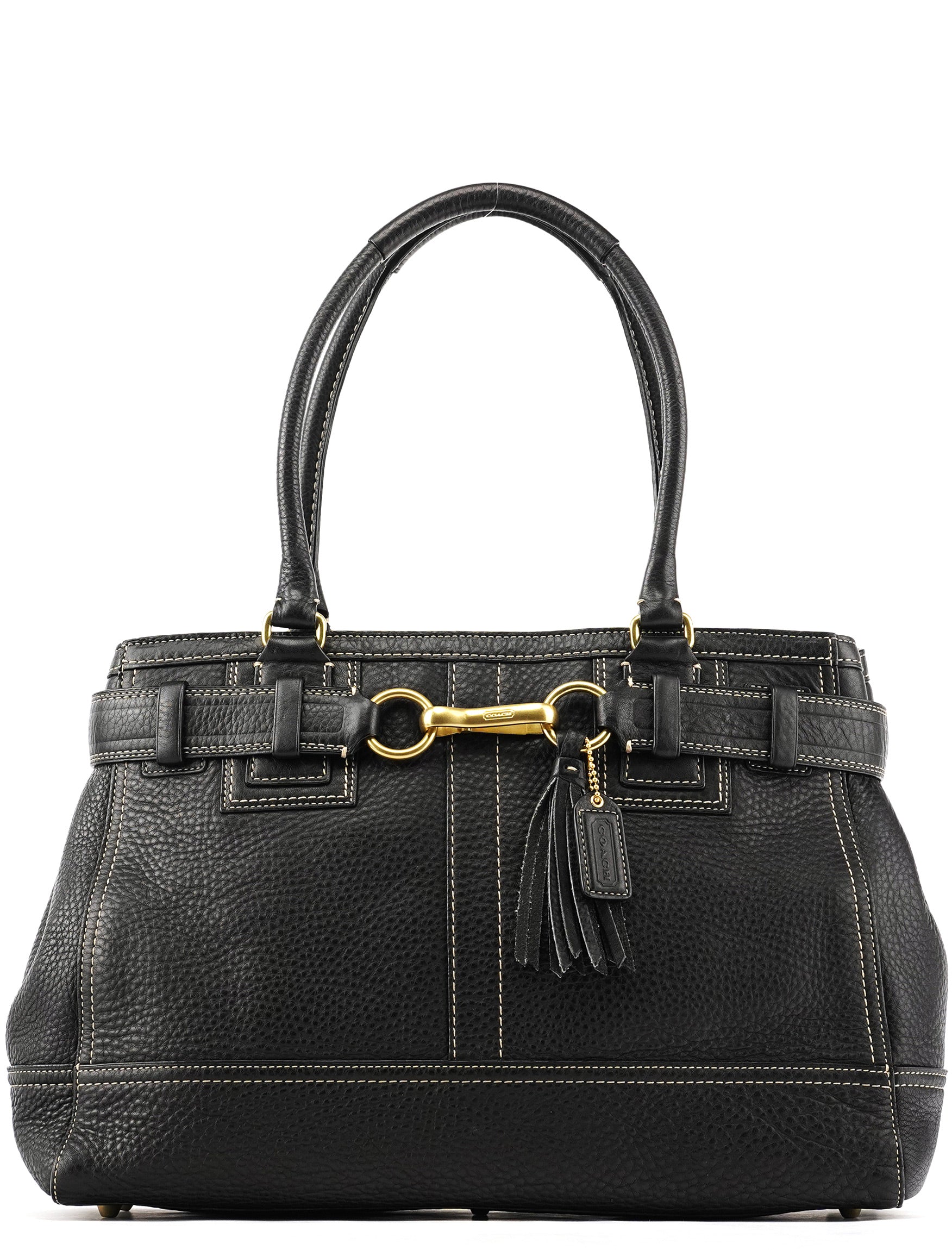10213 Black Pebbled Leather Hampton Tote Bag