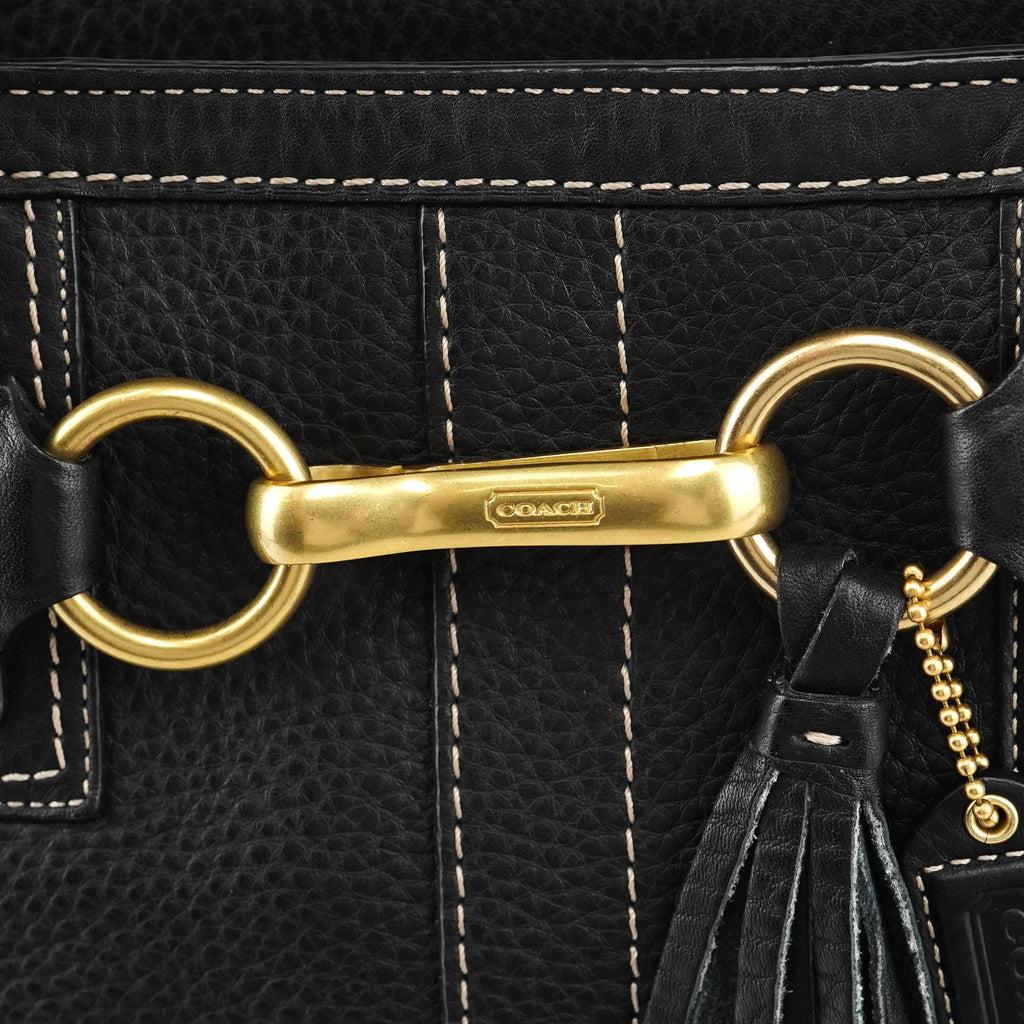 10213 Black Pebbled Leather Hamptons Tote Bag