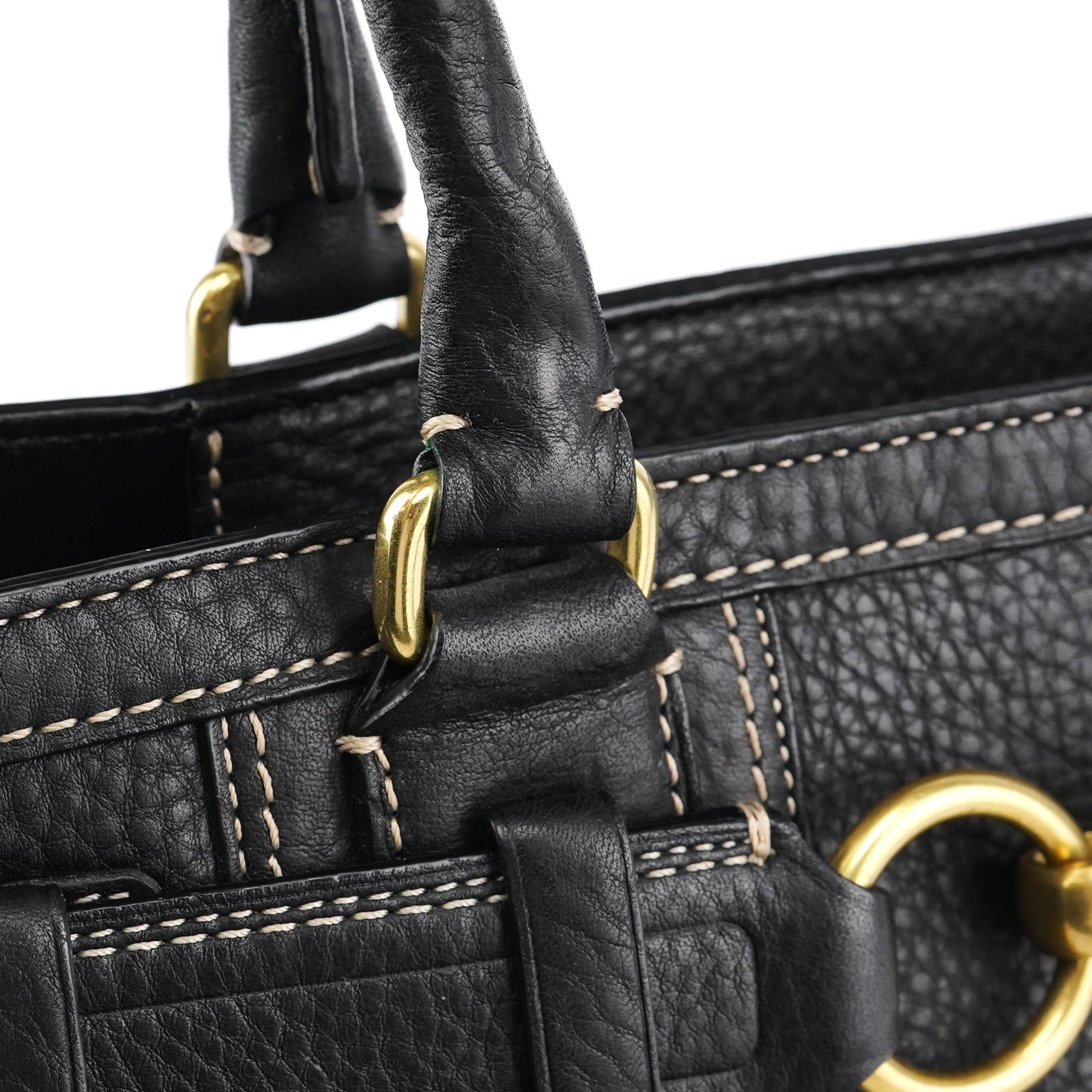 10213 Black Pebbled Leather Hamptons Tote Bag