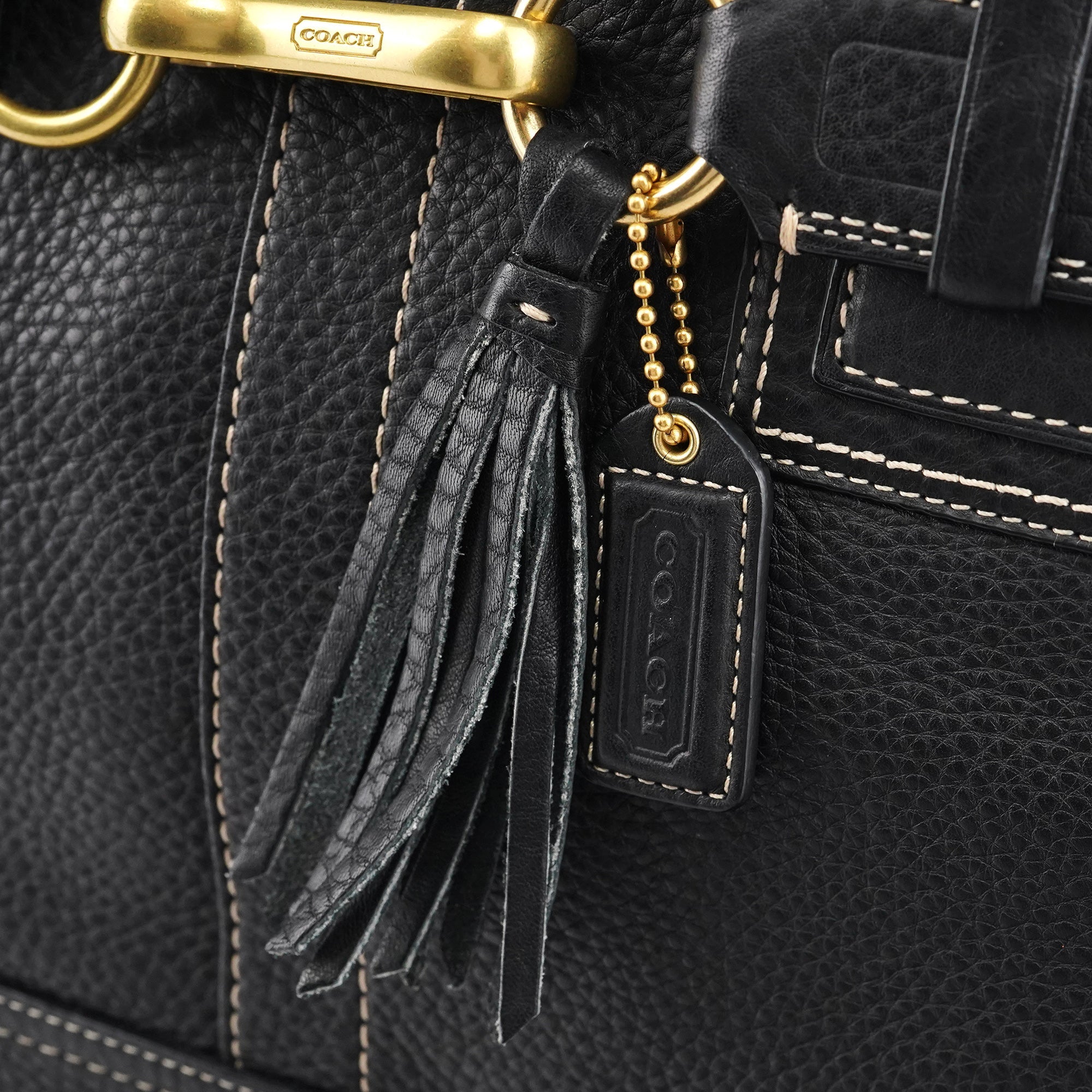 10213 Black Pebbled Leather Hamptons Tote Bag