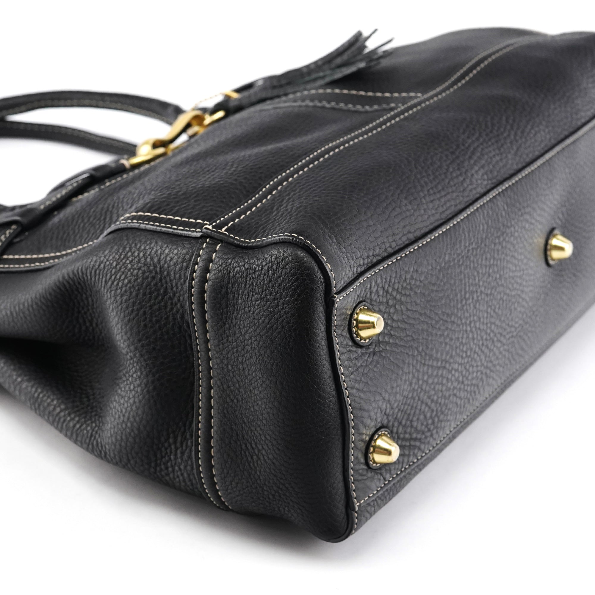 10213 Black Pebbled Leather Hamptons Tote Bag