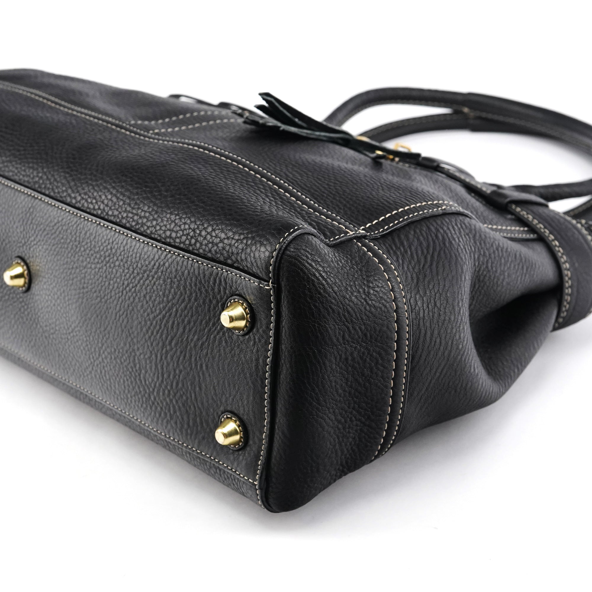 10213 Black Pebbled Leather Hamptons Tote Bag