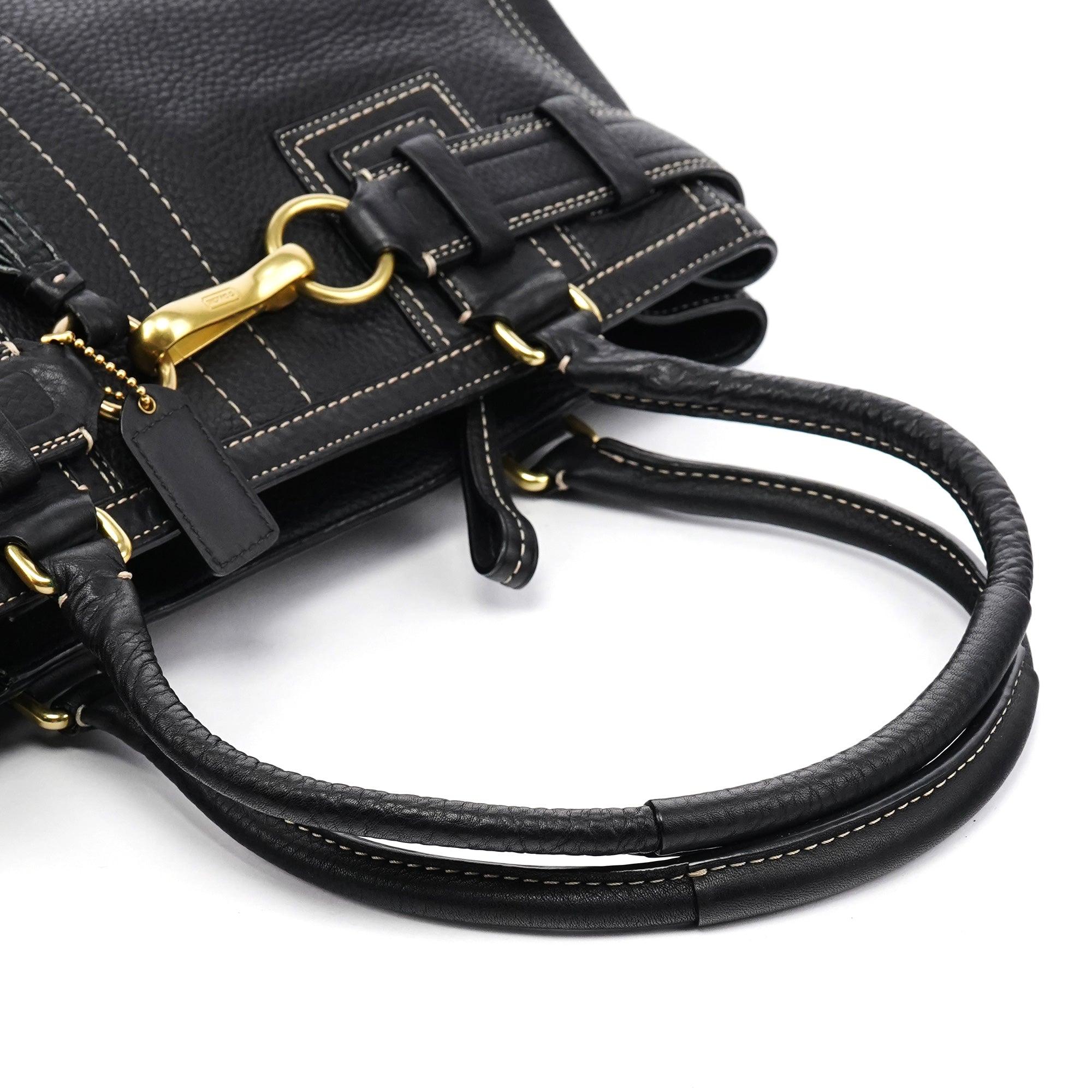 10213 Black Pebbled Leather Hamptons Tote Bag