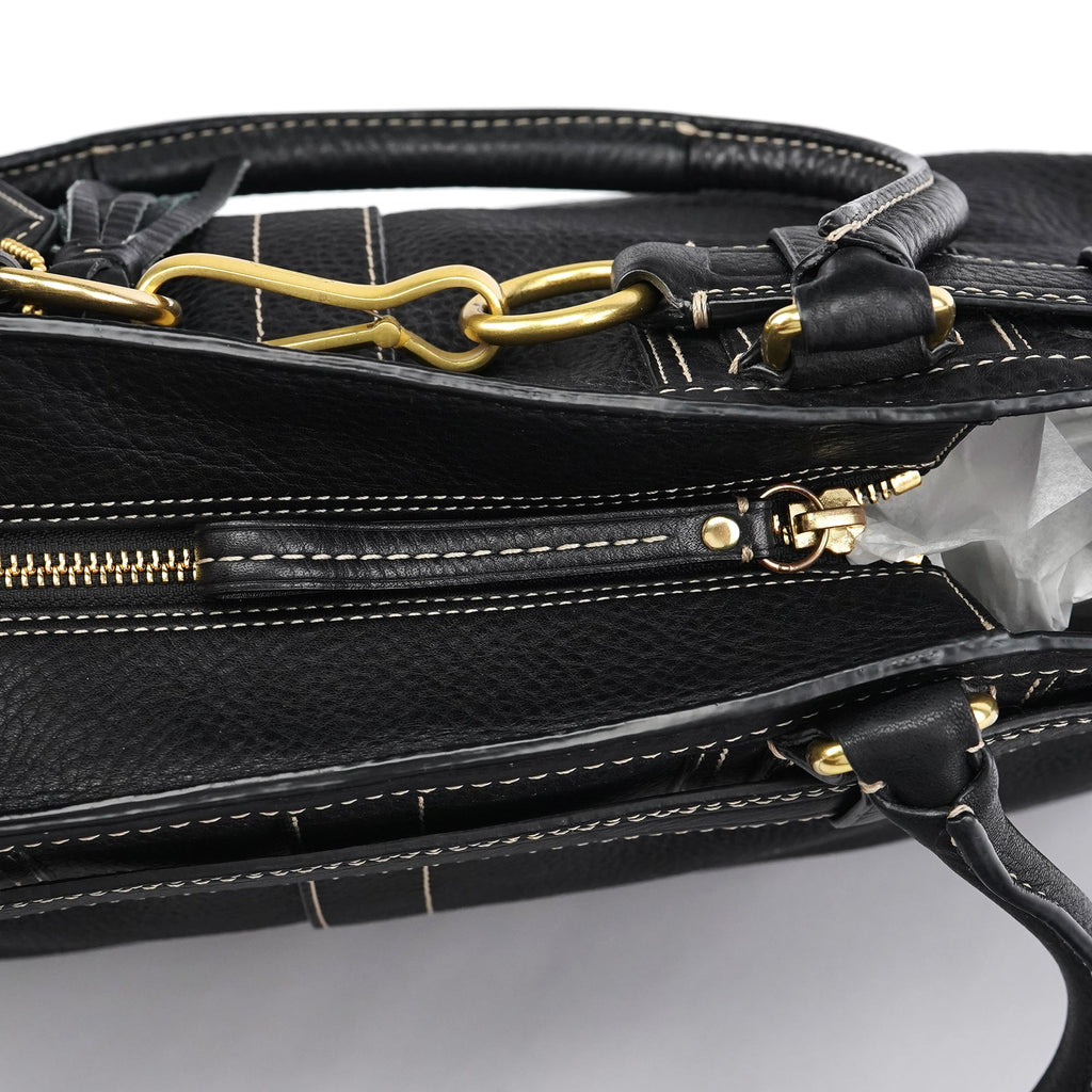 10213 Black Pebbled Leather Hamptons Tote Bag