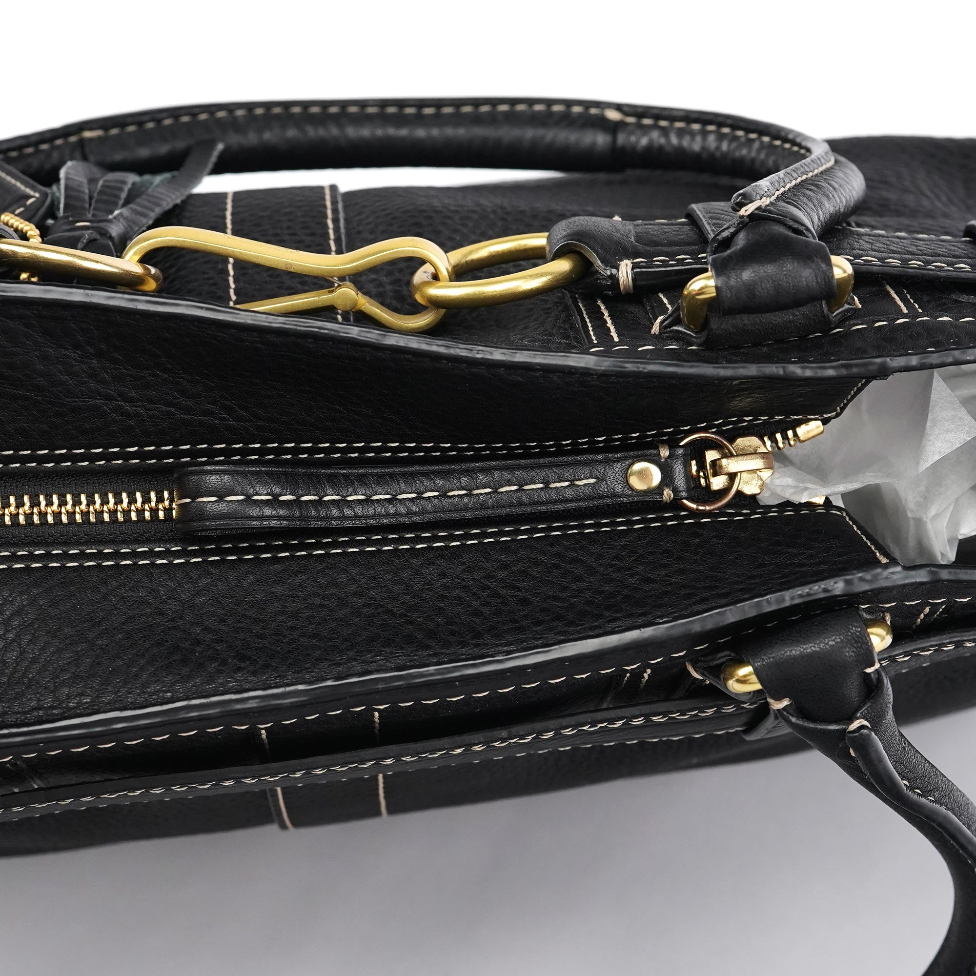 10213 Black Pebbled Leather Hamptons Tote Bag