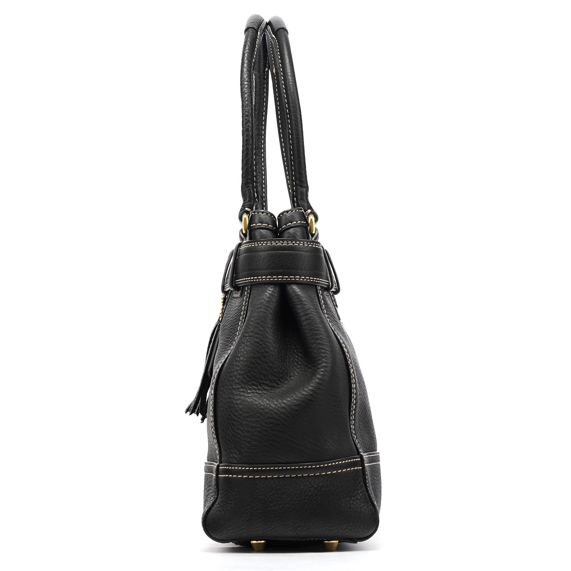 10213 Black Pebbled Leather Hamptons Tote Bag