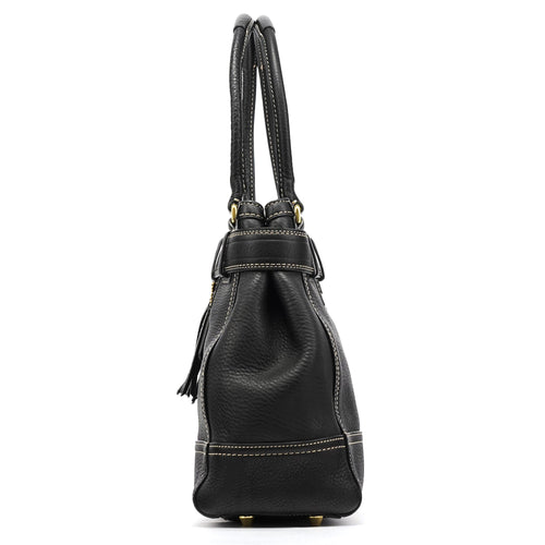 10213 Black Pebbled Leather Hamptons Tote Bag