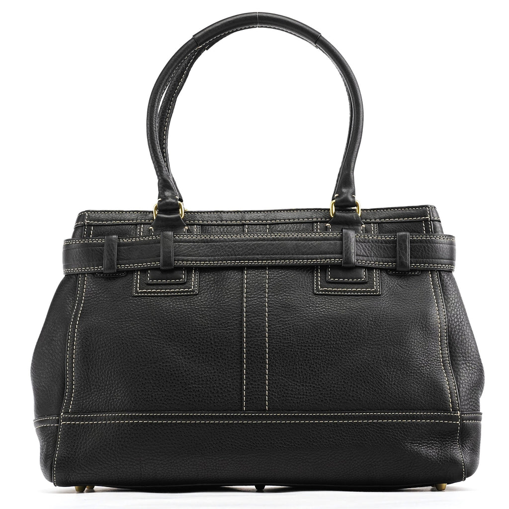 10213 Black Pebbled Leather Hamptons Tote Bag