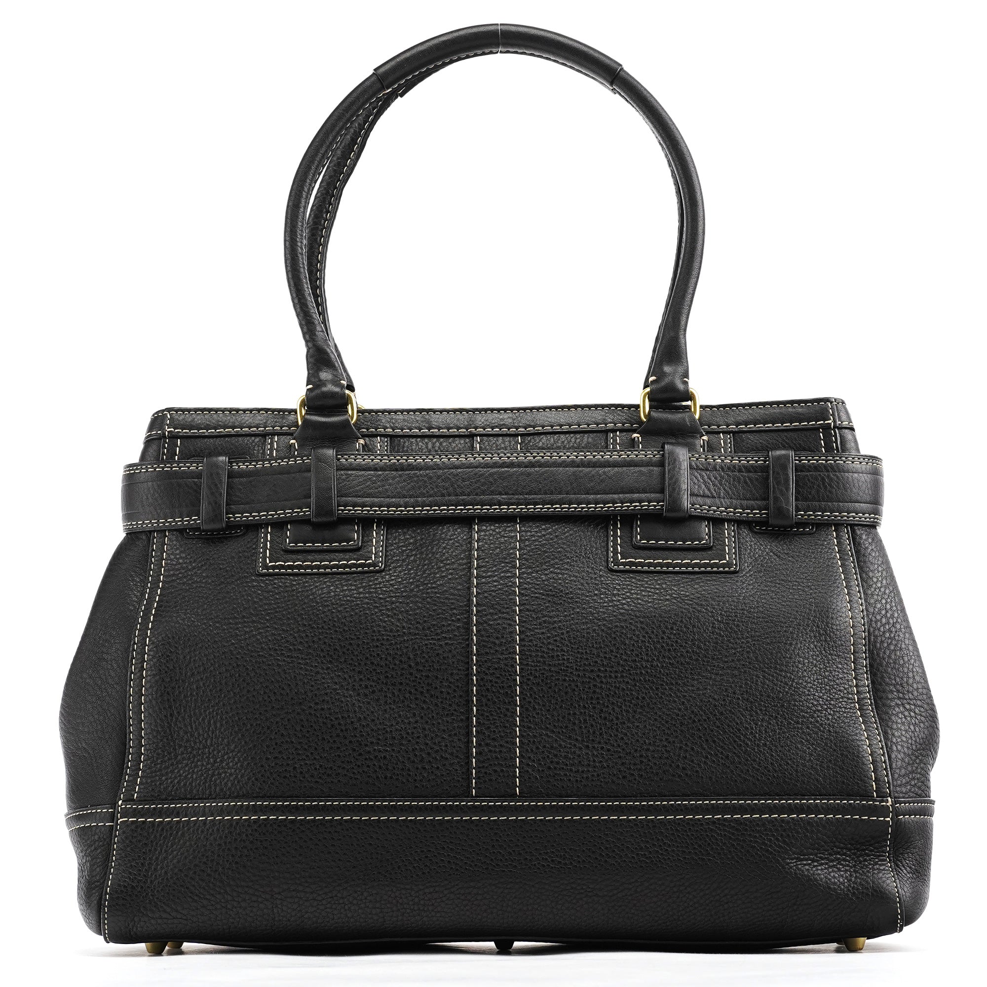 10213 Black Pebbled Leather Hamptons Tote Bag