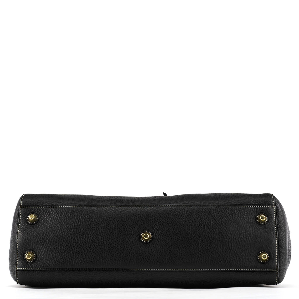 10213 Black Pebbled Leather Hamptons Tote Bag