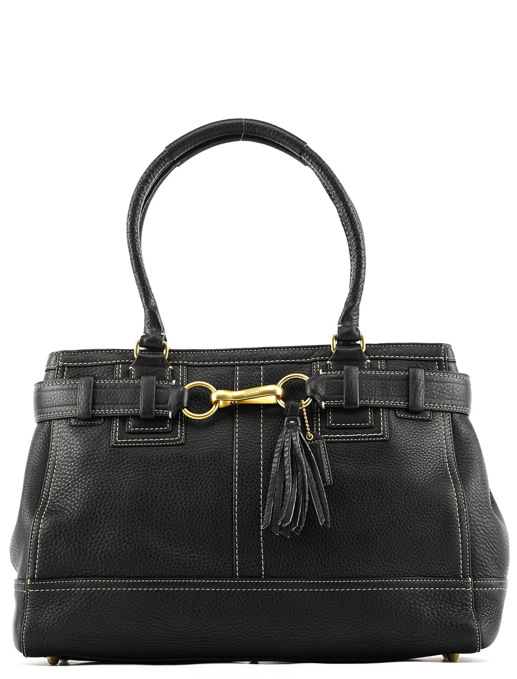 10213 Black Pebbled Leather Hamptons Tote Bag