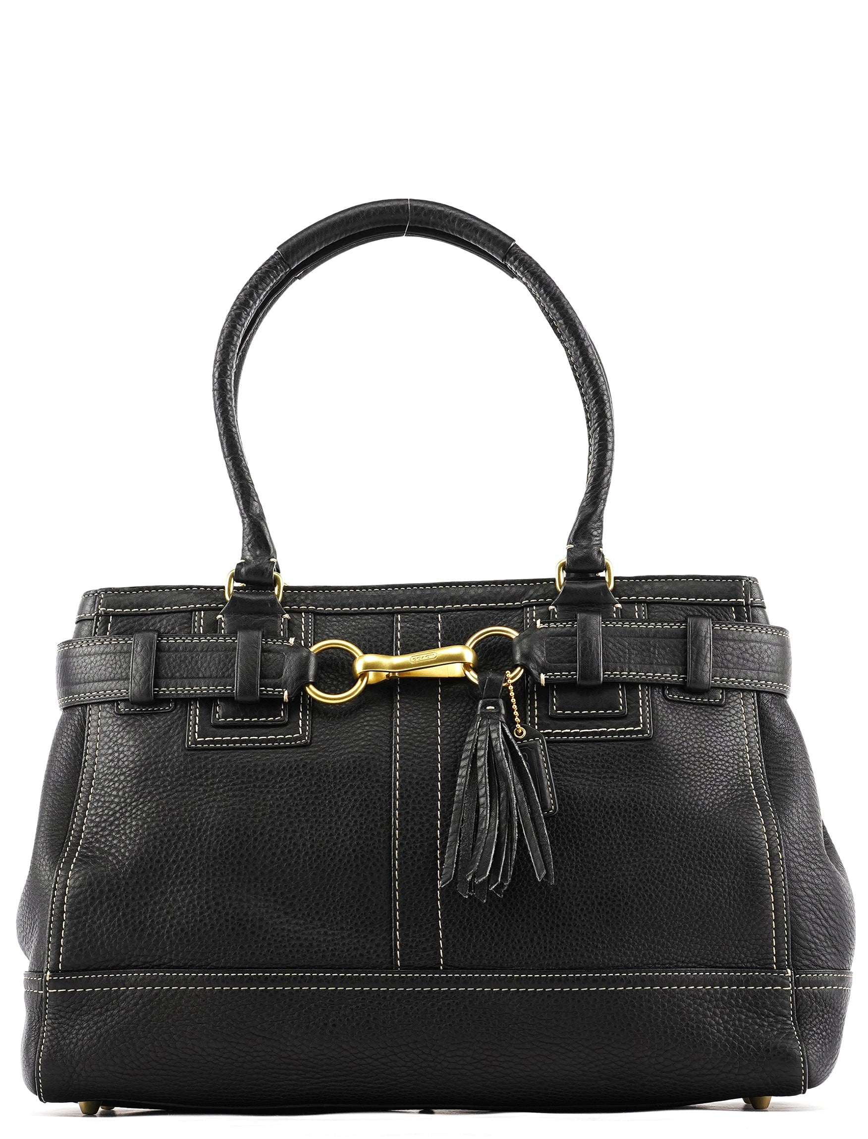 10213 Black Pebbled Leather Hamptons Tote Bag
