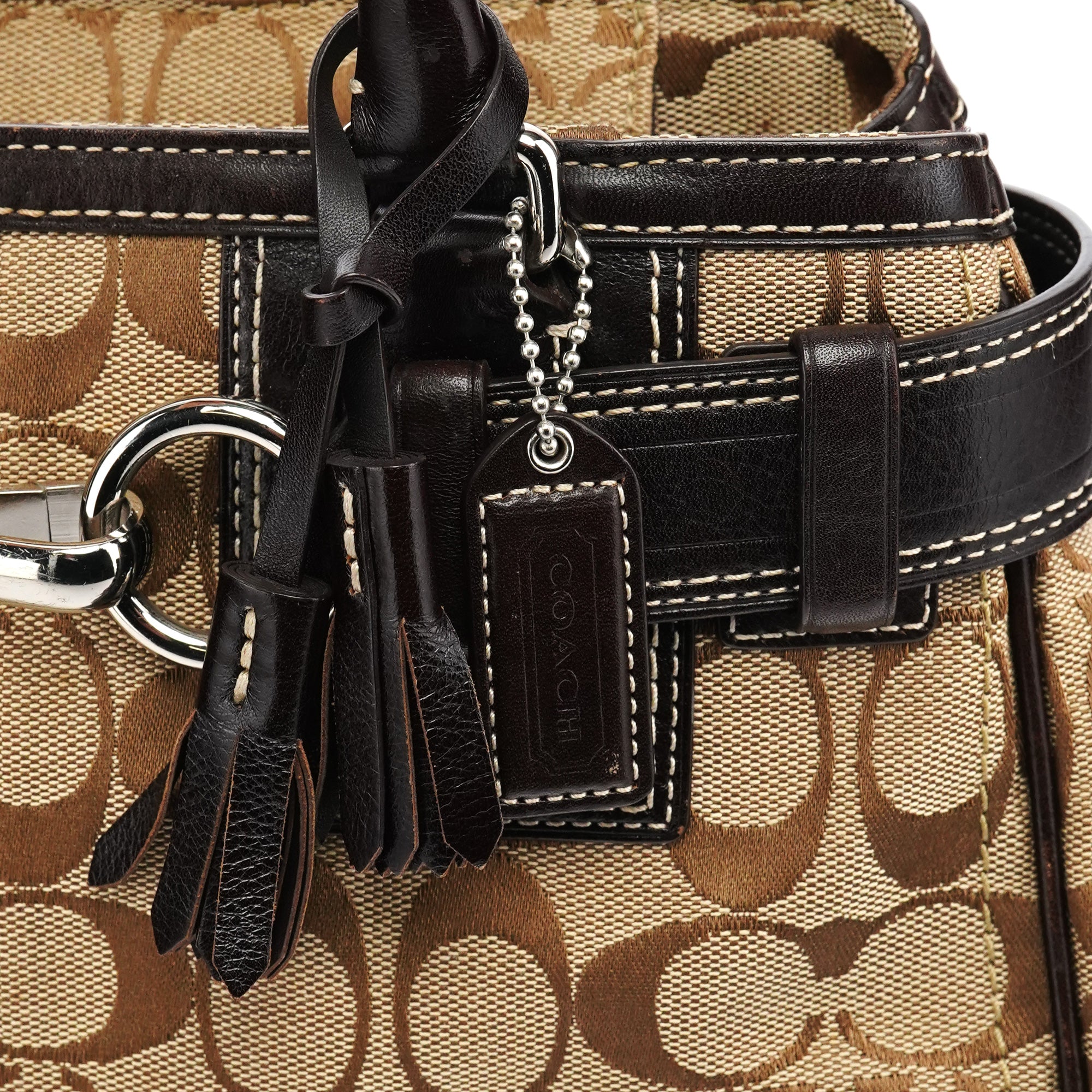 10245 Beige Brown Signature Hampton Tote Bag
