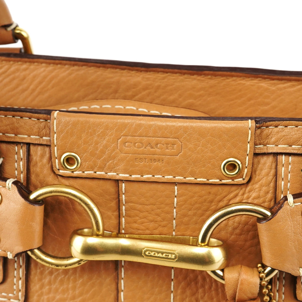 10528 Beige Leather Hamptons Tote Bag