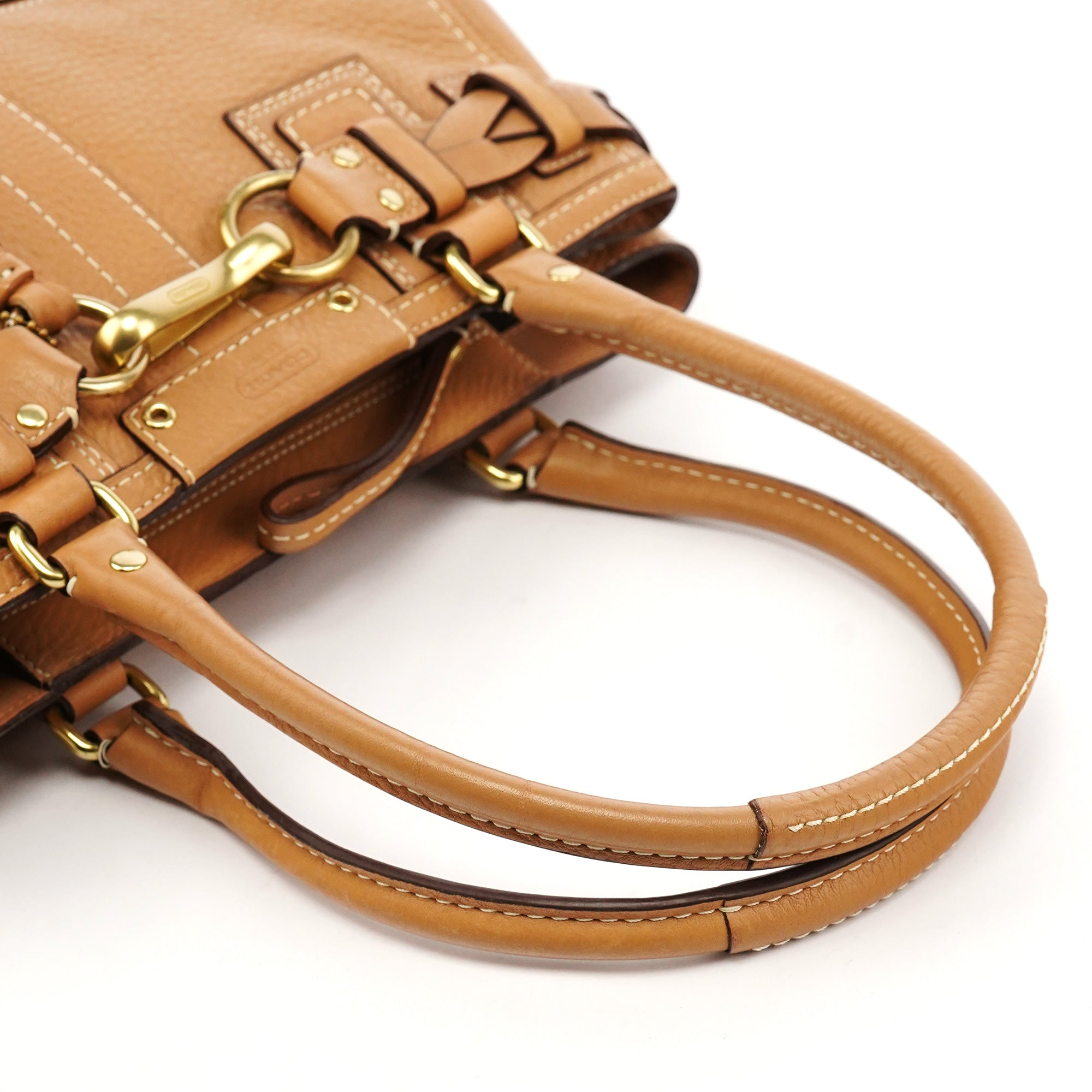 10528 Beige Leather Hamptons Tote Bag