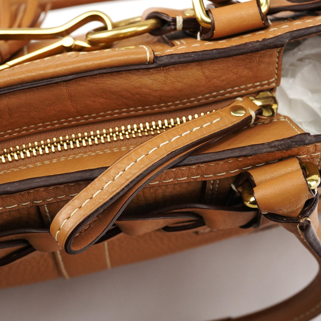 10528 Beige Leather Hamptons Tote Bag