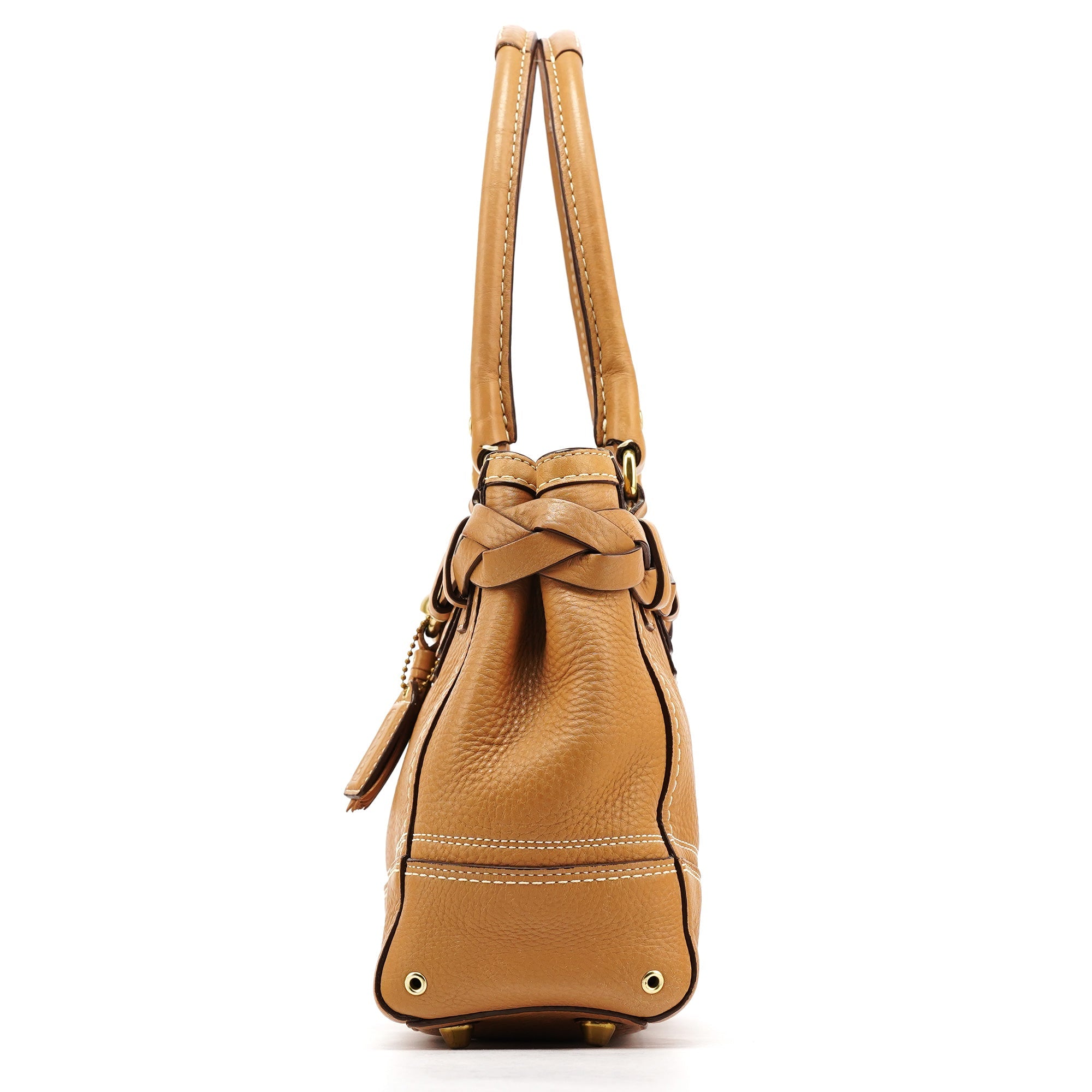 10528 Beige Leather Hamptons Tote Bag