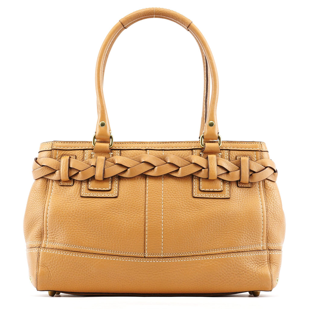 10528 Beige Leather Hamptons Tote Bag